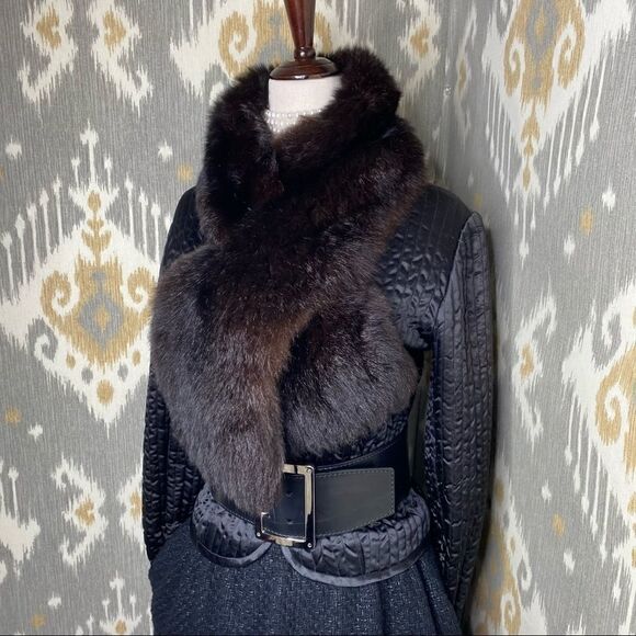 Ralph Lauren Black Label * Brown Opossum Fur Pull Through Scarf - Picture 16 of 16